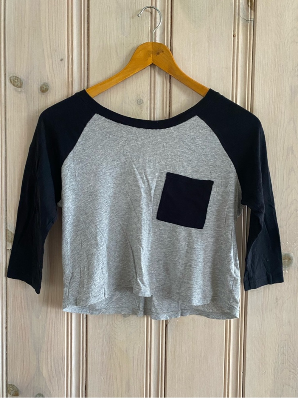 Me to We Pocket Cropped Baseball Tee